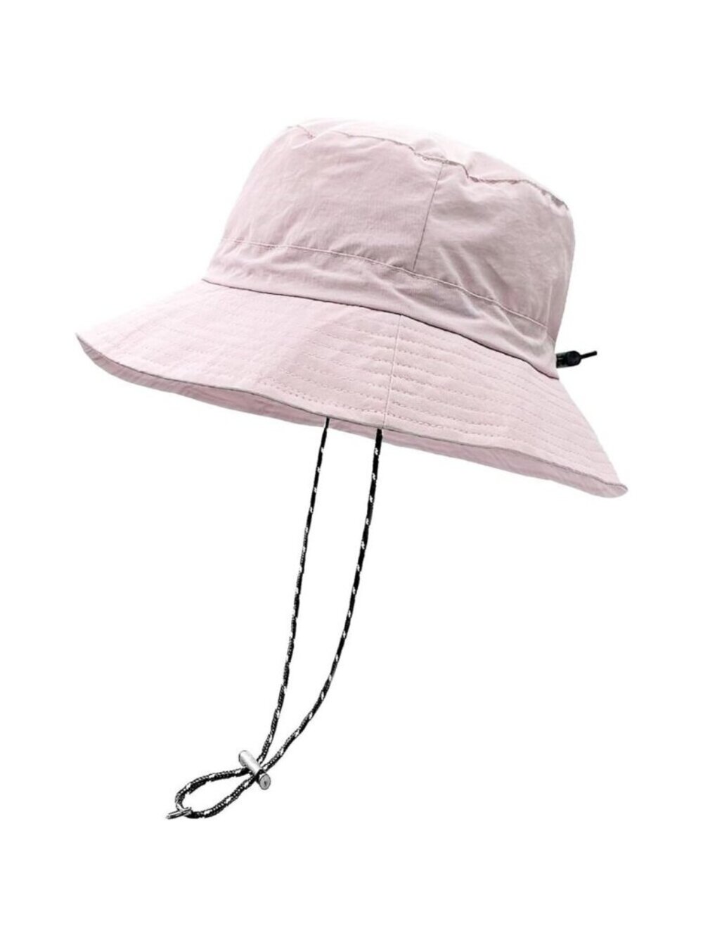 Unisex Light Pink 100% Polyester Wide Brim Boonie Waterproof Chin Strap Sun Hat